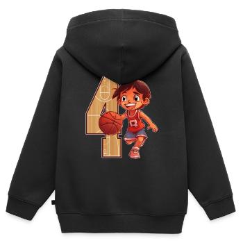 Basketball Birthday - 4 years old Boy - 4. - Kids Premium Organic Zip-up Hoodie - black - Back - AI Model Kid Male (0cm)
