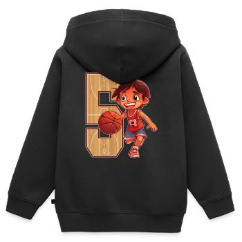 Basketball Birthday - 5 years old Boy - 5. - Kids Premium Organic Zip-up Hoodie - black - Back - AI Model Kid Male (0cm)