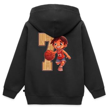 Basketball Birthday - 7 years old Boy - 7. - Kids Premium Organic Zip-up Hoodie - black - Back - AI Model Kid Male (0cm)