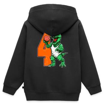 Basketball Dino - garçon de 4 ans - 4. - Sweat Premium à capuche zippé enfant bio - noir - Dos - AI Model Kid Male (0cm)