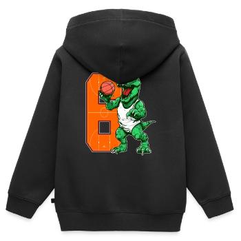 Basketball Dino - garçon de 6 ans - 6. - Sweat Premium à capuche zippé enfant bio - noir - Dos - AI Model Kid Male (0cm)