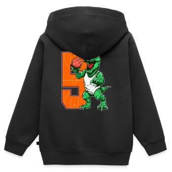 Basketball Dino - 5 year old boy - 5. - Kids Premium Organic Zip-up Hoodie - black - Back - AI Model Kid Male (0cm)