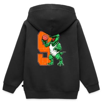 Basketball Dino - garçon de 9 ans - 9. - Sweat Premium à capuche zippé enfant bio - noir - Dos - AI Model Kid Male (0cm)
