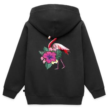 Tropische Flamingopalme Surf Hallo Sommer - Kinder Premium Organic Zip Hoodie - Schwarz - Hinten - AI Model Kid Male (0cm)