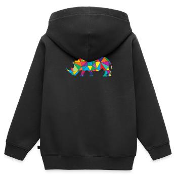 Rhinocéros Polygone Animal sauvage - Sweat Premium à capuche zippé enfant bio - noir - Dos - AI Model Kid Male (0cm)