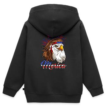 Eagle Merica 4th Of July USA American Flag - Kinder Premium Organic Zip Hoodie - Schwarz - Hinten - AI Model Kid Male (0cm)