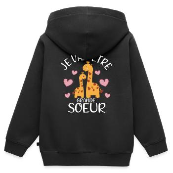 Future Grande Sœur Girafe - Kinder Premium Organic Zip Hoodie - Schwarz - Hinten - AI Model Kid Male (0cm)