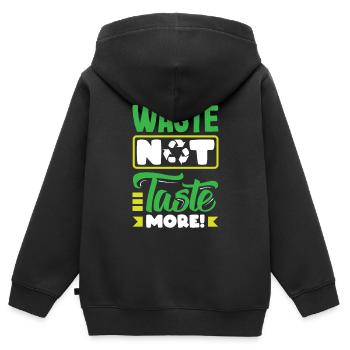 Déchets Pas Goût Consommation plus consciente Déchets Non - Sweat Premium à capuche zippé enfant bio - noir - Dos - AI Model Kid Male (0cm)