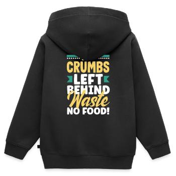 Pas de miettes laissées derrière, pas de gaspillage de nourriture ! - Sweat Premium à capuche zippé enfant bio - noir - Dos - AI Model Kid Male (0cm)