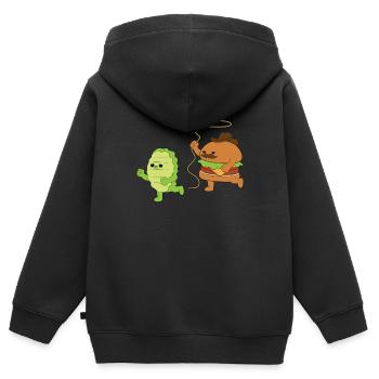 Burger Cowboy Salat - Kinder Premium Organic Zip Hoodie - Schwarz - Hinten - AI Model Kid Male (0cm)