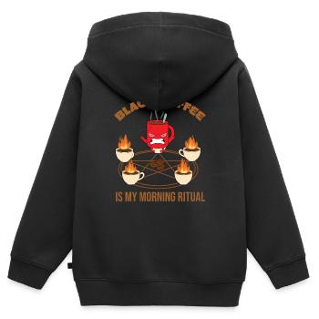 Le café noir est mon rituel du matin - Sweat Premium à capuche zippé enfant bio - noir - Dos - AI Model Kid Male (0cm)