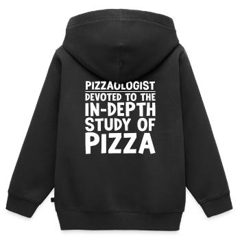Pizzaologist, To The In-Depth Study Of Pizza - Kids Premium Organic Zip-up Hoodie - black - Back - AI Model Kid Male (0cm)