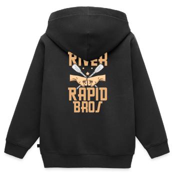 Rafting Bruder Wildwasser Rafting - Kinder Premium Organic Zip Hoodie - Schwarz - Hinten - AI Model Kid Male (0cm)