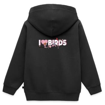 I Love Birds - Birds on a Branch Birdwatching - Kinder Premium Organic Zip Hoodie - Schwarz - Hinten - AI Model Kid Male (0cm)