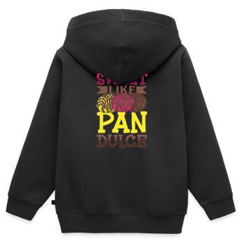 Humour espagnol Conchas Pain mexicain - Sweat Premium à capuche zippé enfant bio - noir - Dos - AI Model Kid Male (0cm)