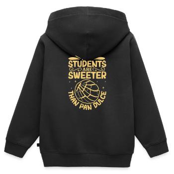 Humour espagnol Conchas Pain mexicain - Sweat Premium à capuche zippé enfant bio - noir - Dos - AI Model Kid Male (0cm)