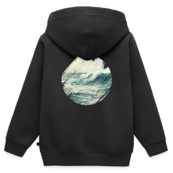 Meer Wellen Brandung Gischt Ufer Küste - Kinder Premium Organic Zip Hoodie - Schwarz - Hinten - AI Model Kid Male (0cm)