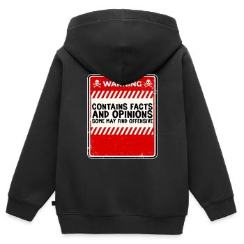 Contains Facts And Opinions Some Find Offensive 3 - Kinder Premium Organic Zip Hoodie - Schwarz - Hinten - AI Model Kid Male (0cm)