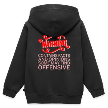 Contains Facts And Opinions Some Find Offensive 4 - Kinder Premium Organic Zip Hoodie - Schwarz - Hinten - AI Model Kid Male (0cm)