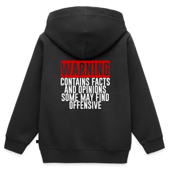 Contains Facts And Opinions Some Find Offensive 2 - Kinder Premium Organic Zip Hoodie - Schwarz - Hinten - AI Model Kid Male (0cm)