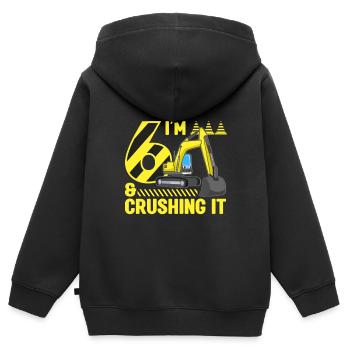 Construction Party 6th Birthday 6 Years Old Digger - Kinder Premium Organic Zip Hoodie - Schwarz - Hinten - AI Model Kid Male (0cm)
