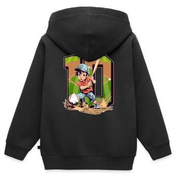Anniversaire de baseball - garçon de 10 ans - 10. - Sweat Premium à capuche zippé enfant bio - noir - Dos - AI Model Kid Male (0cm)