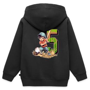 Baseball Birthday - 5 years old boy - 5. - Kids Premium Organic Zip-up Hoodie - black - Back - AI Model Kid Male (0cm)