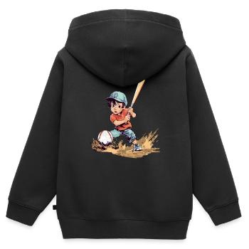 Baseball Spielender Junge - Kids Baseball - Kinder Premium Organic Zip Hoodie - Schwarz - Hinten - AI Model Kid Male (0cm)