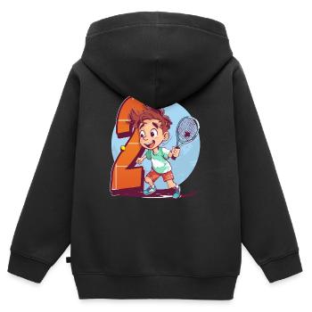 Anniversaire du joueur de tennis - Garçon de 2 ans - - Sweat Premium à capuche zippé enfant bio - noir - Dos - AI Model Kid Male (0cm)