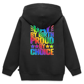 Gay By Birth Proud By Choice 2 - Kinder Premium Organic Zip Hoodie - Schwarz - Hinten - AI Model Kid Male (0cm)
