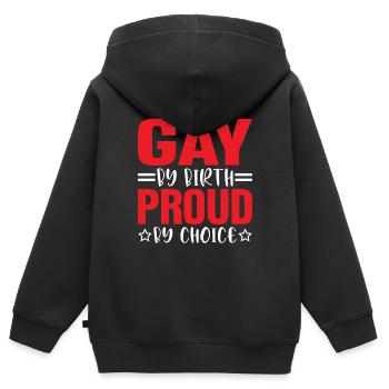 Gay By Birth Proud By Choice 3 - Kinder Premium Organic Zip Hoodie - Schwarz - Hinten - AI Model Kid Male (0cm)