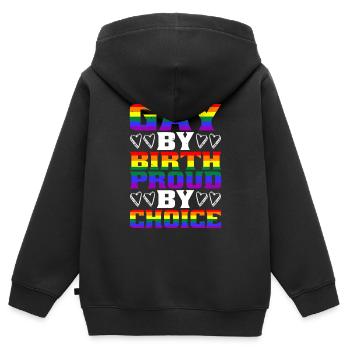 Gay By Birth Proud By Choice - Kinder Premium Organic Zip Hoodie - Schwarz - Hinten - AI Model Kid Male (0cm)