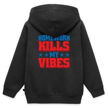 Les devoirs tuent mes vibrations - Sweat Premium à capuche zippé enfant bio - noir - Dos - AI Model Kid Male (0cm)