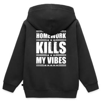 Les devoirs tuent mes vibrations 2 - Sweat Premium à capuche zippé enfant bio - noir - Dos - AI Model Kid Male (0cm)