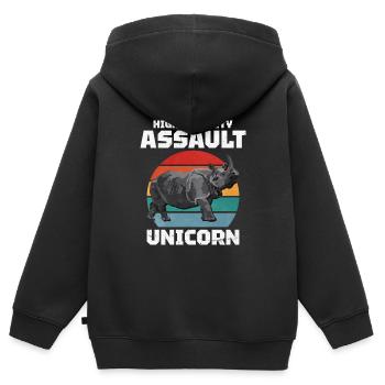 Nashorn - Kinder Premium Organic Zip Hoodie - Schwarz - Hinten - AI Model Kid Male (0cm)