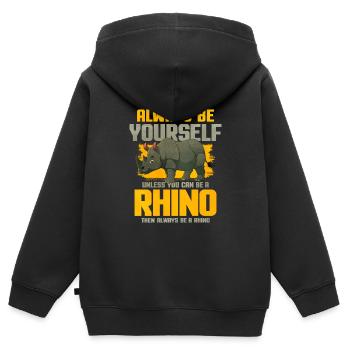 Nashorn - Kinder Premium Organic Zip Hoodie - Schwarz - Hinten - AI Model Kid Male (0cm)