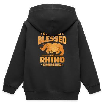 Nashorn - Kinder Premium Organic Zip Hoodie - Schwarz - Hinten - AI Model Kid Male (0cm)