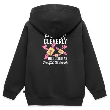 Commis des postes Postlady Postman Post Office - Sweat Premium à capuche zippé enfant bio - noir - Dos - AI Model Kid Male (0cm)