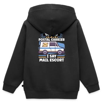 Commis des postes Postlady Postman Post Office - Sweat Premium à capuche zippé enfant bio - noir - Dos - AI Model Kid Male (0cm)