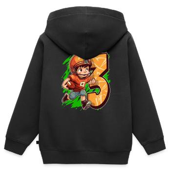 Je suis 3 Football américain Kid et Rugby - Sweat Premium à capuche zippé enfant bio - noir - Dos - AI Model Kid Male (0cm)