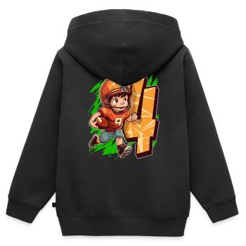 Je suis 4 Football américain Kid et Rugby - Sweat Premium à capuche zippé enfant bio - noir - Dos - AI Model Kid Male (0cm)