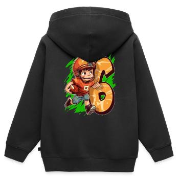 J’ai 6 ans Football américain Kid et rugby - Sweat Premium à capuche zippé enfant bio - noir - Dos - AI Model Kid Male (0cm)