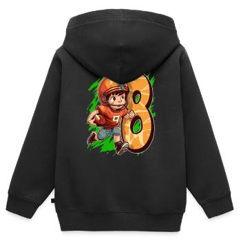 J’ai 8 ans Football américain Kid et rugby - Sweat Premium à capuche zippé enfant bio - noir - Dos - AI Model Kid Male (0cm)