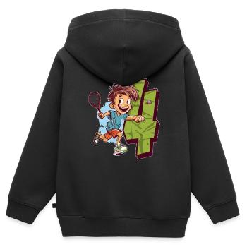J’ai 4 ans Badminton Kid - Badminton - Sweat Premium à capuche zippé enfant bio - noir - Dos - AI Model Kid Male (0cm)