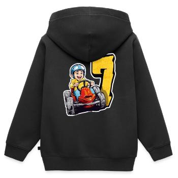 Ich Bin 7 Gokart Kid - Kart Racing - Kinder Premium Organic Zip Hoodie - Schwarz - Hinten - AI Model Kid Male (0cm)