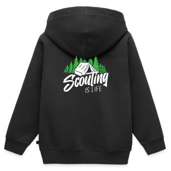 Pfadfinder - Kinder Premium Organic Zip Hoodie - Schwarz - Hinten - AI Model Kid Male (0cm)