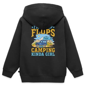 Je suis une Flip Flops et Camping Kinda Girl 3 - Sweat Premium à capuche zippé enfant bio - noir - Dos - AI Model Kid Male (0cm)