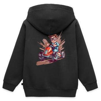 Gokart Kid - Kart Racing Kindergeburtstag - Kinder Premium Organic Zip Hoodie - Schwarz - Hinten - AI Model Kid Male (0cm)