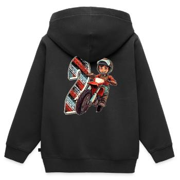 Je suis 2 Motocross Kid - Motocross - Sweat Premium à capuche zippé enfant bio - noir - Dos - AI Model Kid Male (0cm)