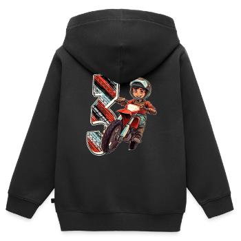 Je suis 3 Motocross Kid - Motocross - Sweat Premium à capuche zippé enfant bio - noir - Dos - AI Model Kid Male (0cm)